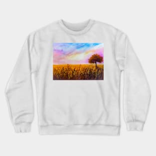 Single tree in the field Crewneck Sweatshirt